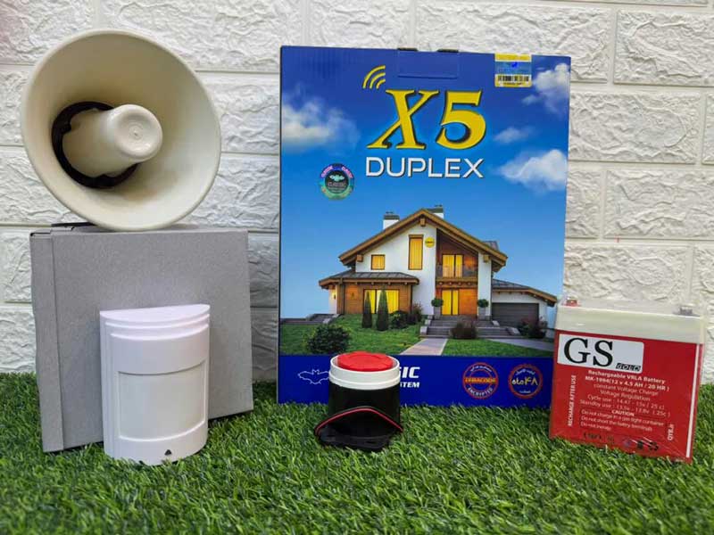 پکیج دزدگیر سیم کارتی ایکس پنج (X5 DUPLEX) با 1 عدد چشمی پرو و بلندگو کاور فلزی آژیر پیزو