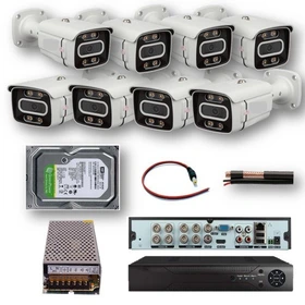 پکیج ۸ عددی دوربین مداربسته فول اچ دی با تشخیص چهره مناسب کارخانه و ساختمان