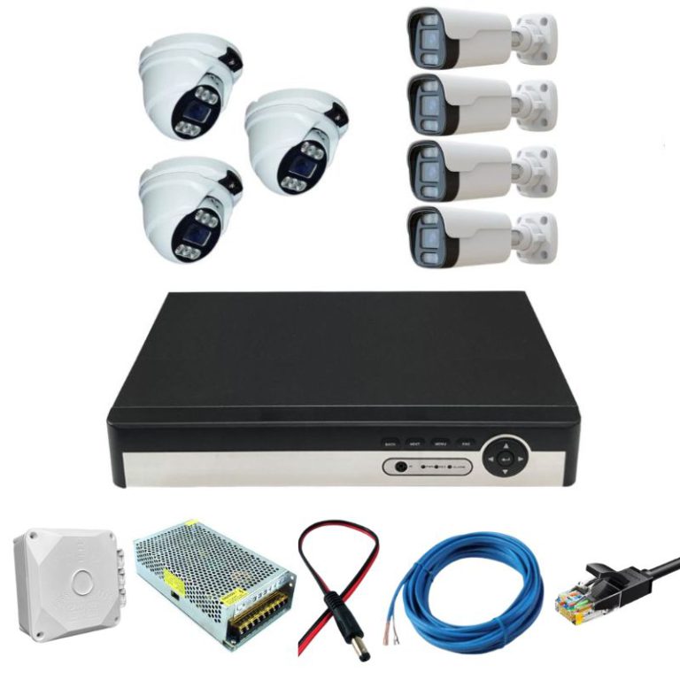 پکیج کامل سیستم مداربسته IP تحت شبکه 9 دوربین فلزی