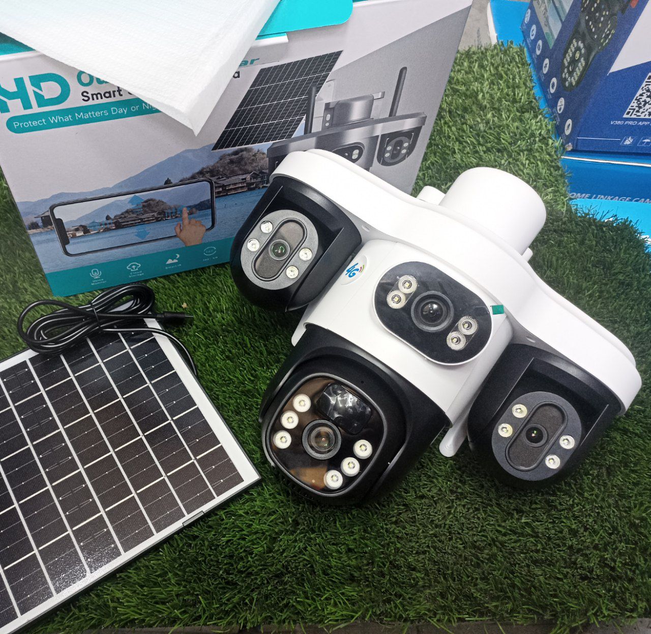 دوربین مداربسته خورشیدی سیمکارتی 4G سه لنز HD دوربین مداربسته خورشیدی سیمکارتی 4G سه لنز HD